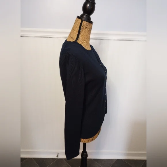 Brooks Brothers Silk Cardigan Twin Sweater Set Women's Navy Blue Button Sz Small - Picture 7 of 11
